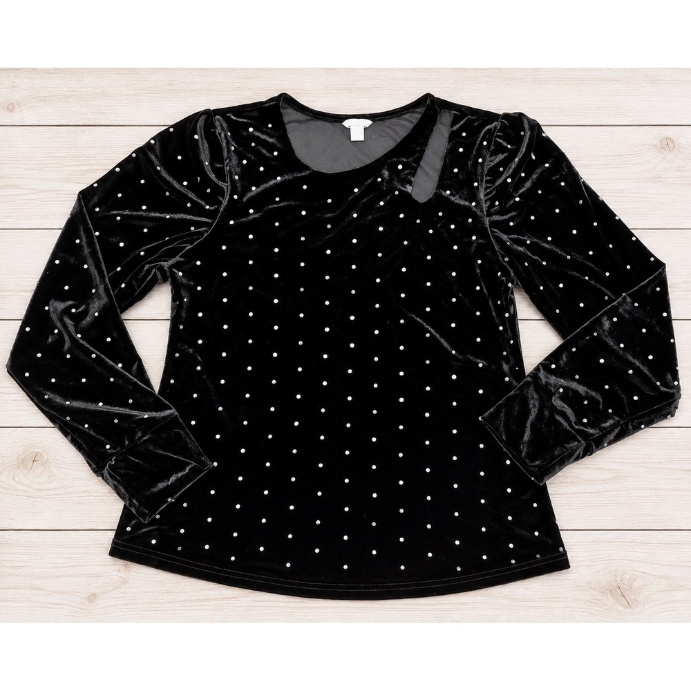 Cato Velvet Top Rhinestone Cutout Holiday Party Whimsygoth Glam Sparkly XS